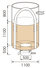 フレコンバック　排出口付　1100×1100　１ｔ　10枚セット